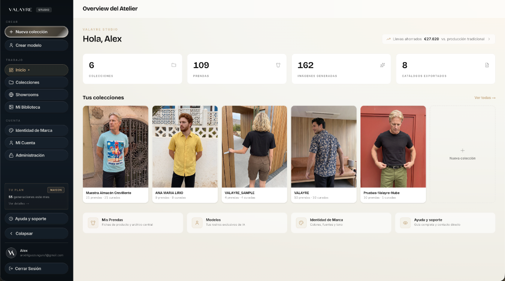 Valayre Studio Dashboard Overview
